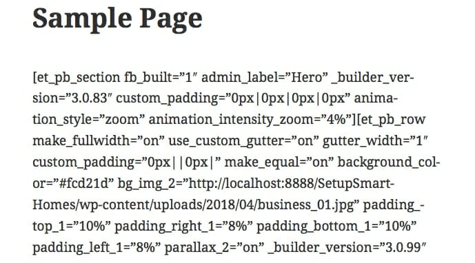 Page After Removing Divi Visual Page Builder