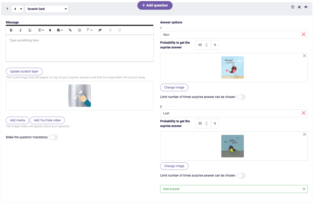 Example Scratch Card Question Creation