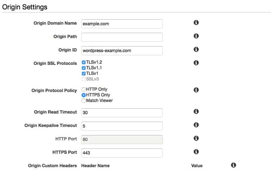 AWS CloudFront CDN Setup Screen