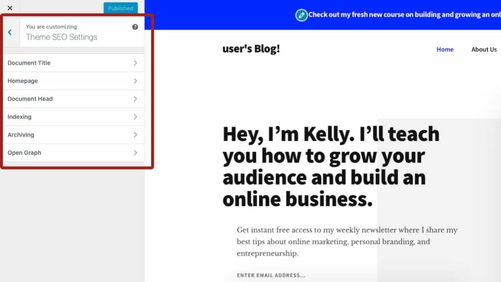 Theme SEO Settings In WordPress Customizer