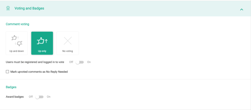 Voting and Badges Settings In WordPress Dashboard