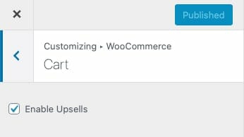 woocommerce cart setting for displaying upsells