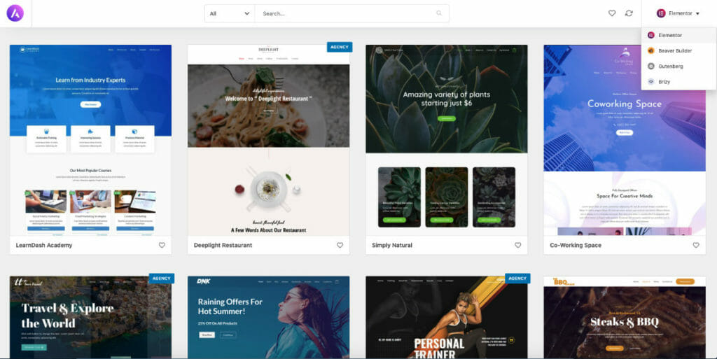 wordpress astra theme starter template importer