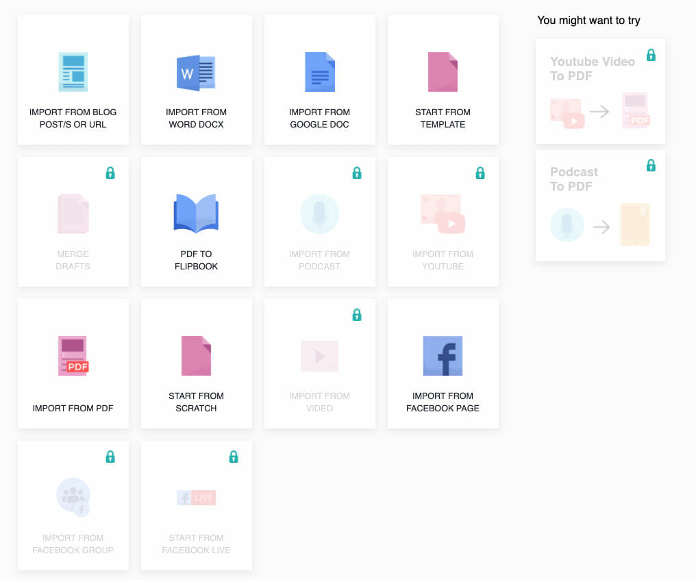 Designrr eBook Creator New Project Screen