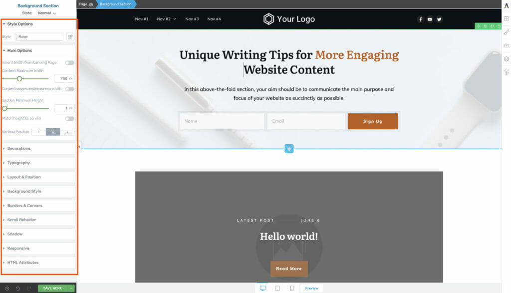 Thrive Architect Light Editor Screen To Edit Theme Templates