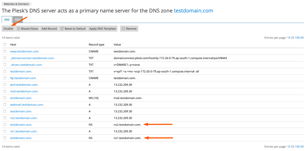 Update DNS records For Domains in Plesk