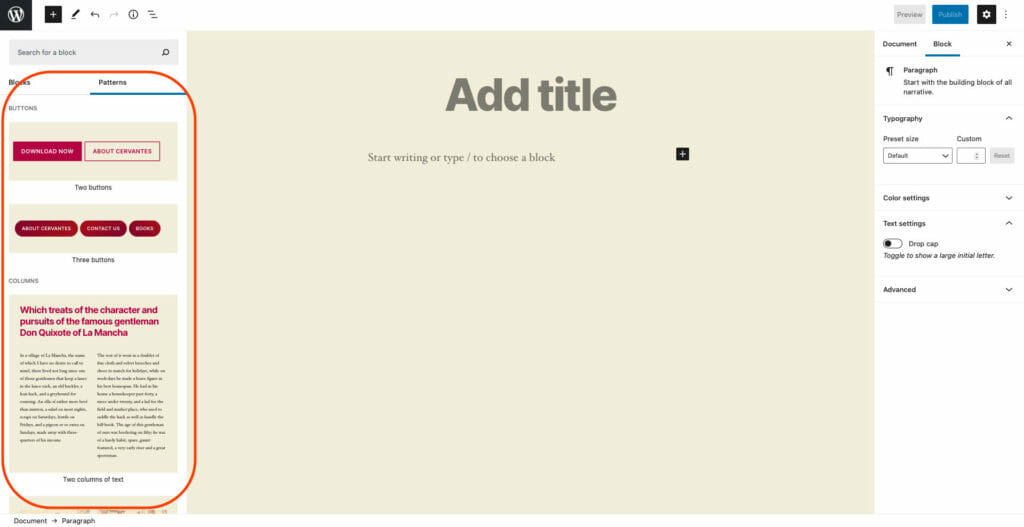 Block Patterns In WordPress Gutenberg Editor