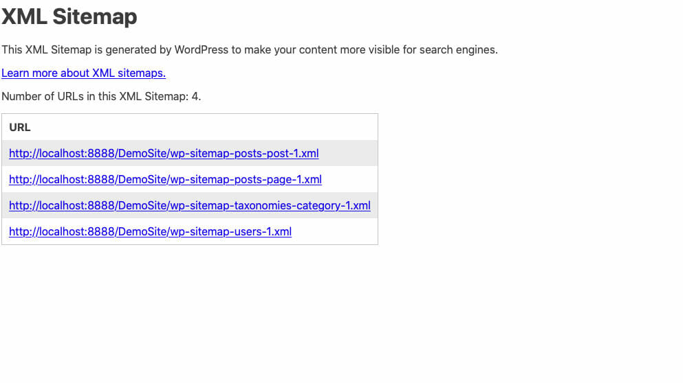 WordPress Default Sitemap For SEO