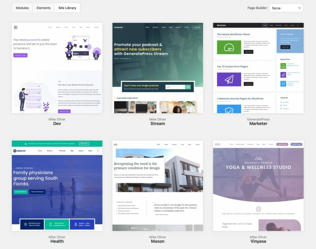 GeneratePress Site Library For Customized Design