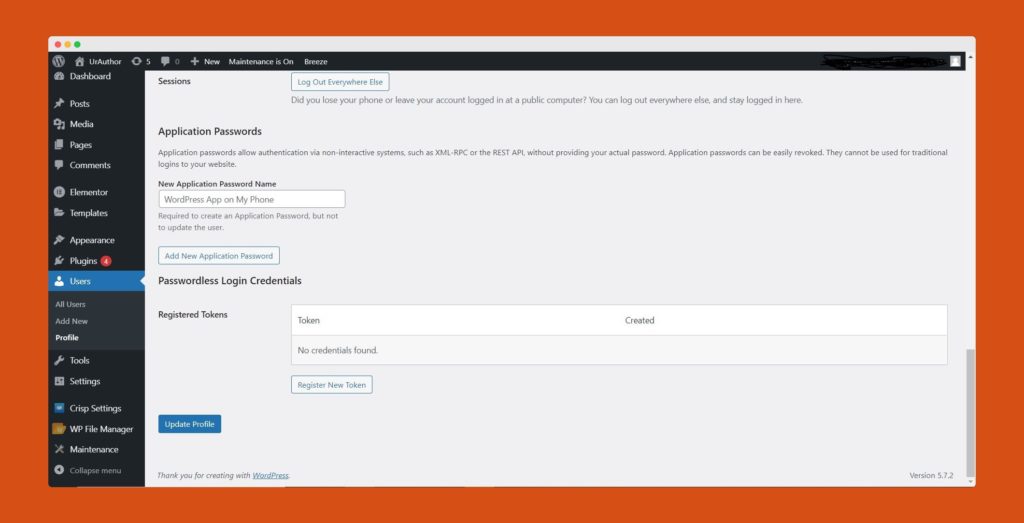 Passwordless WP plugin is activated