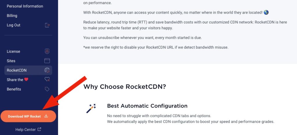 WP Rocket Plugin Download From Account