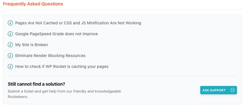 WP Rocket Support Integration In WordPress Dashboard