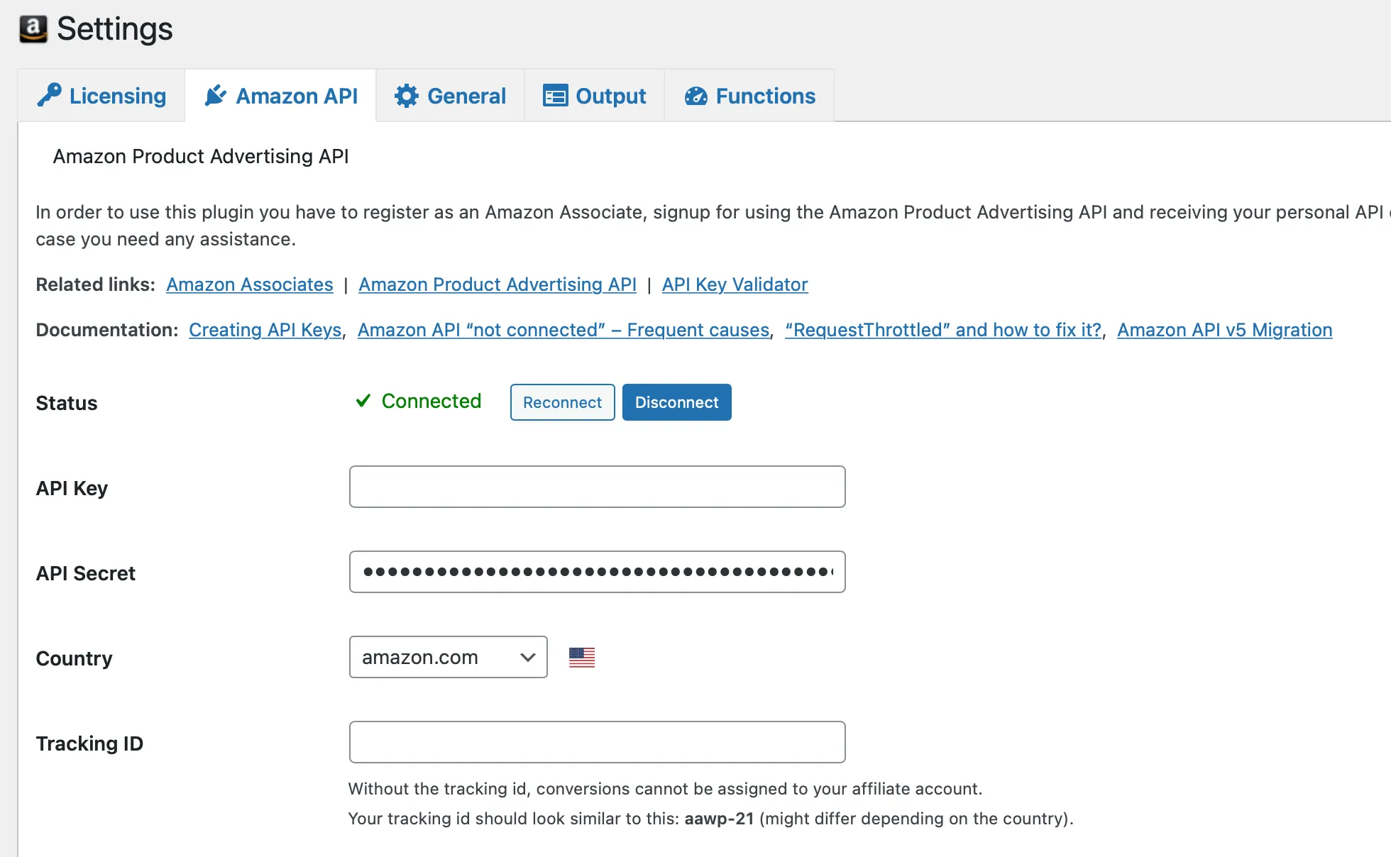aawp amazon product advertizing api connection