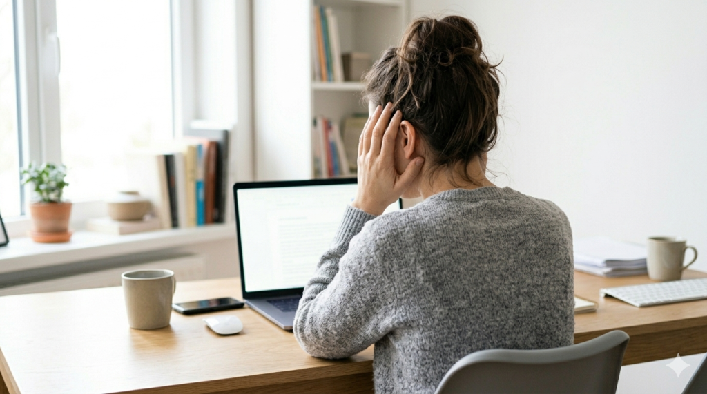 A blogger working on a laptop with AI tools on screen, illustrating the AI impact on blogging and content creation in 2026