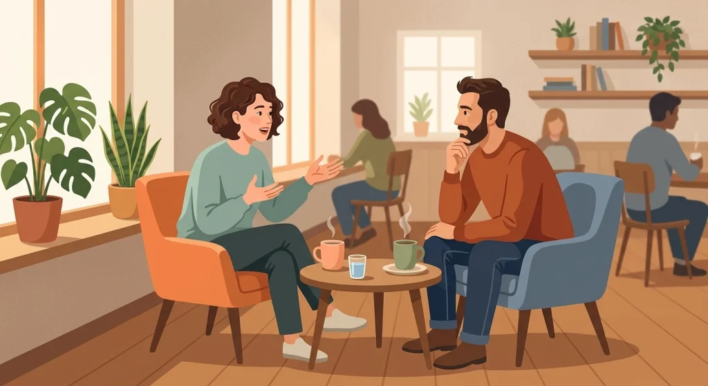 Why You Should Share Your Blogging Failures Along With Success Stories? 3 Two people having an honest conversation about blogging experiences and mistakes