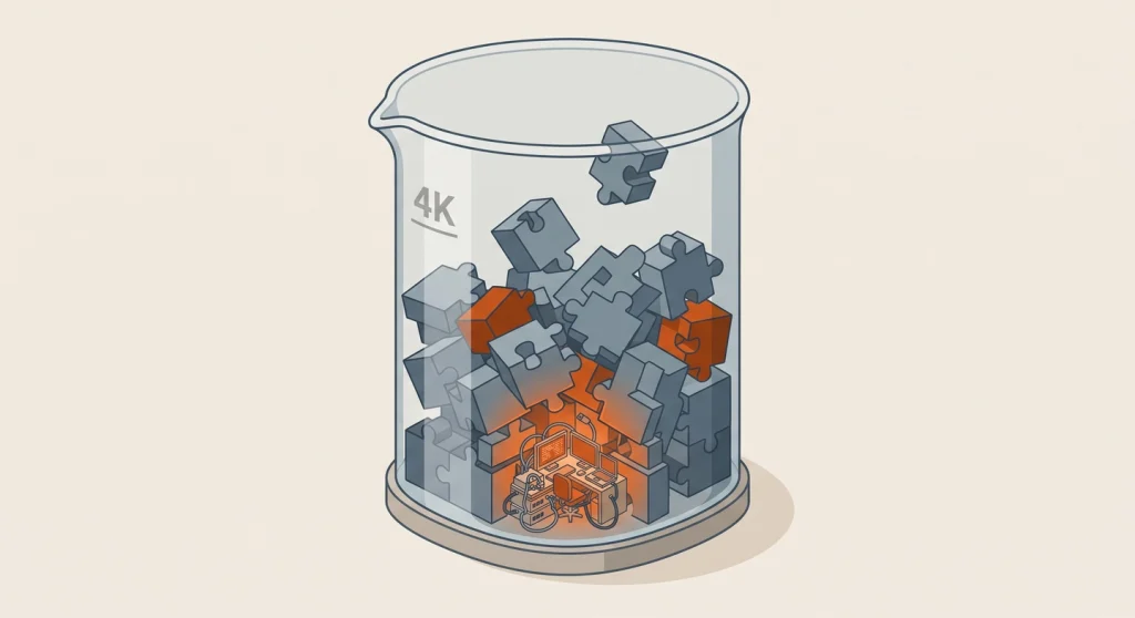 Illustration of a context window crowded by unused MCP tool definitions leaving little room for the actual task