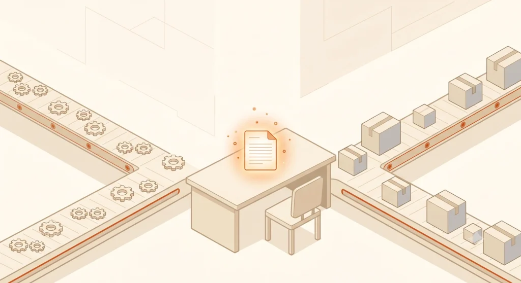 Conveyor belt moving routine automated work away from the AI context window, leaving only key decisions